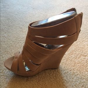 Faux suede platform wedge